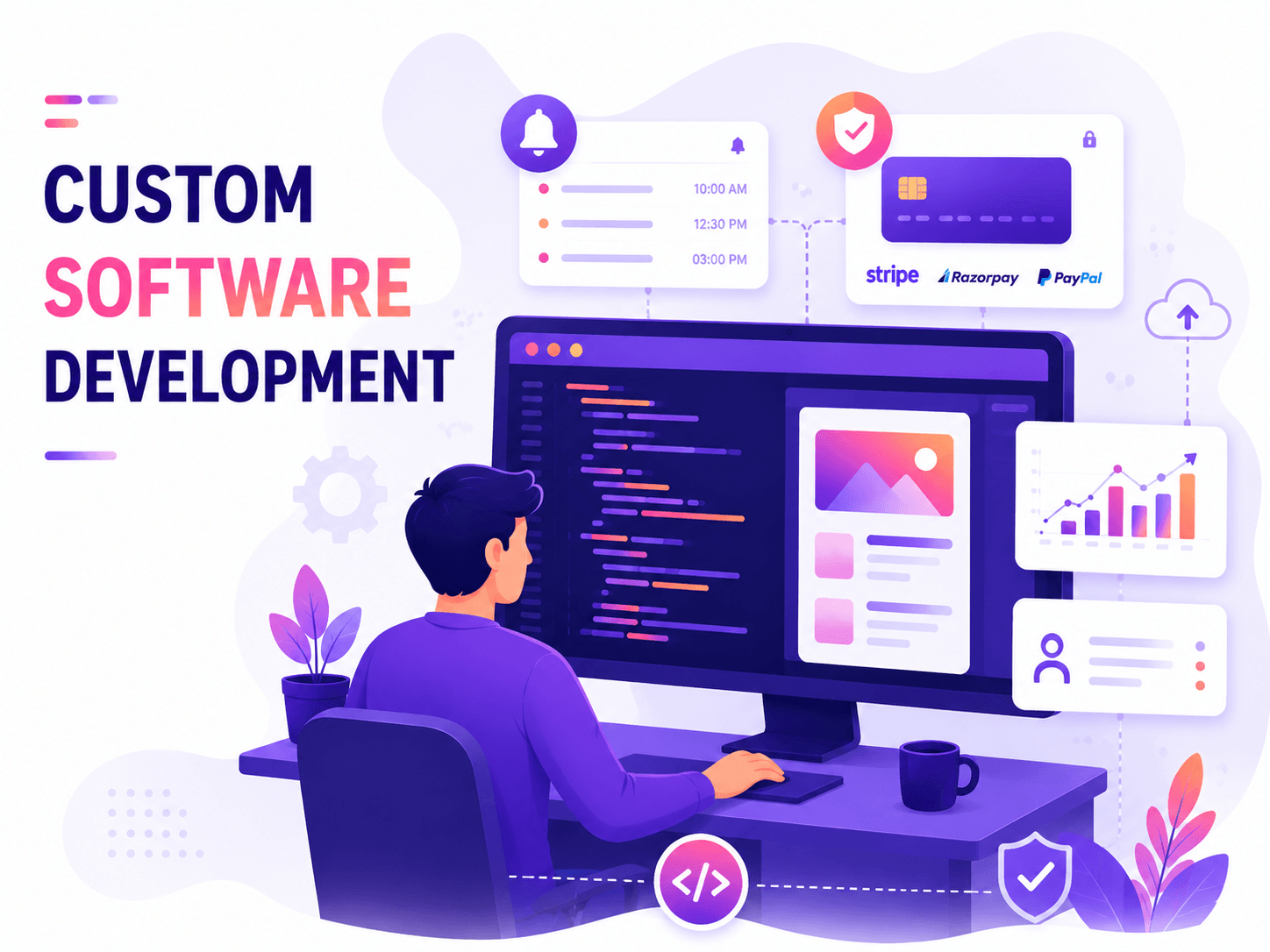 Custom software development service illustration